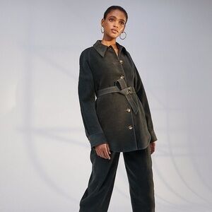 Babaton Button-Up Belted Shirt Jacket